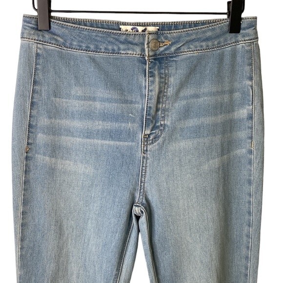 Free People Flare Float On High Rise Distressed Flare Jeans Fray Hem Retro 60's - Picture 3 of 16